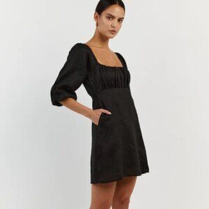 Dissh Black Lilah Linen Mini Dress